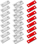Ultra Slim Magnetic Cabinet Door Catch Set Of 8 With Strong Self Adhesive Mounting No Drill Installation shown in silver and red.