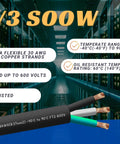 Built Tough 50 Feet 8 AWG SOOW Cable Three Conductor Portable Power Extension Cord 600V with ultra flexible CPD insulation jacket