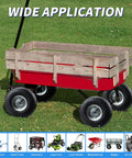 Red garden cart with Two Pack 10 Inch Pneumatic Wheel Set With 4.10/3.50-4 Tire And 5/8 Inch Bearings, 2.2 Inch Offset Hub