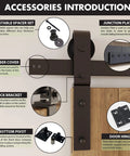 108 Inch Black Rustic Bi Folding Sliding Barn Door Hardware Kit For Four Doors Heavy Duty Quiet Operation Easy To Install