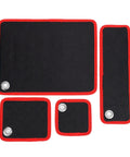 Flexible PVC Magnetic Tool Mat Set In Four Sizes 40 Lb Holding Force Non Slip Tool Tray Pads With Hanging Hole For Automotive Maintenance And Garage Workshops Keeps Screws And Wrenches From Rolling, four black mats with red trim