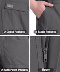 Men's Short Sleeve Coveralls Lightweight Breathable Mechanic Work Jumpsuit Summer showing pockets and zipper details