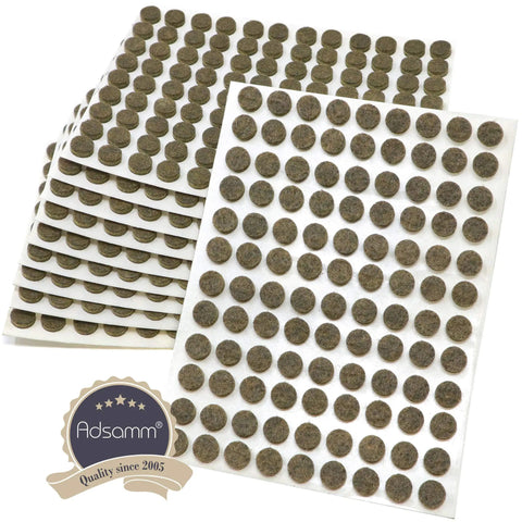 Heavy Duty Self Adhesive Felt Pads For Furniture And Chairs Brown Round Stick On Floor Protectors Silent Glide Scratch Resistant, 10 mm diameter, pack of 1080.