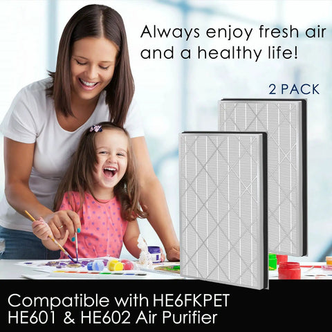 Top Notch 2 Pack True HEPA Replacement Filter Compatible With Shark HE601 And HE602 Air Purifier 99 Point 97 Percent Dust Pet Dander Pollen Capture Easy Install No Tools Required