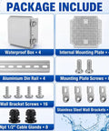 Package contents for Premium Four Pack Waterproof Electrical Junction Box Outdoor IP67 Plastic Weatherproof Enclosure Gray.