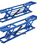 Beefy 7000-Lb Portable Car Lift With Auto Lock, Four-Post Heavy-Duty Design, Adjustable Up To 26.8-In Max Height frames viewed from side
