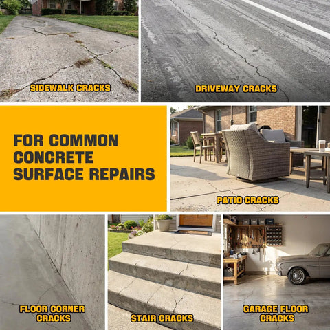 Cracked concrete surfaces for use with Your Go To Self Leveling Cement And Concrete Crack Filler For Driveways Patios And Walkways