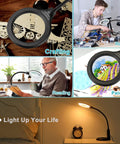 12X Magnifying Glass With Light And Clamp, Five Color Modes And Stepless Dimmer in use for crafting, reading, and painting