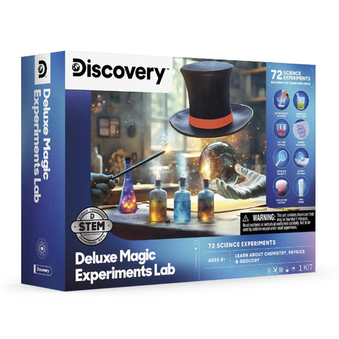 Magic Science Lab Kit With 72 STEM Experiments For Kids Reactions Illusions Crystals Slime And Light Tricks DIY Chemistry Project Kit Educational Learning Toy And Physics Activity Set For Ages 8 Plus on display.