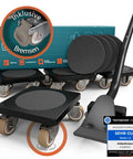 Premium Heavy Duty Furniture Mover Set With Locking Castors, includes dollies with wheels for 440 lbs capacity.