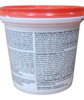 Side view of a 1 Qt container of Fast N Final Ready To Use White Lightweight Spackling Compound with product information label.