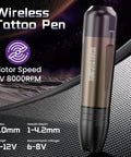Wireless Rotary Tattoo Starter Kit For Beginners With Dual 1800mAh Batteries, 8V motor speed, needle depth settings 1-4.2mm