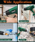 Pro Grade Heavy Duty Heat Gun Kit with Dual Temperature 572F to 932F 300C to 500C Overload Protection in use for crafts and repairs.