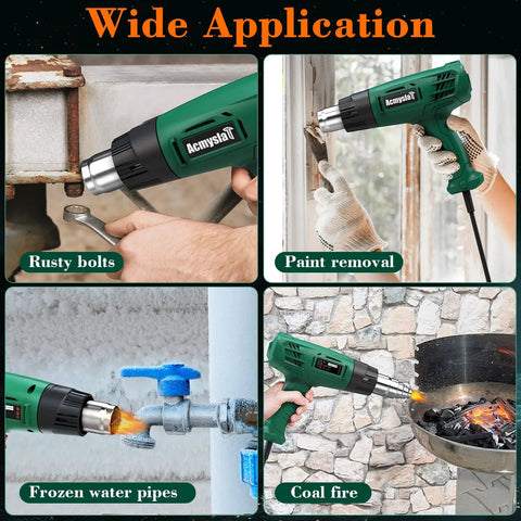 Pro Grade Heavy Duty Heat Gun Kit with Dual Temperature 572F to 932F 300C to 500C Overload Protection in use for crafts and repairs.