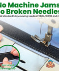 Heavy Duty Sew On Hook And Loop Tape For Fabric 3 4 Inch By 33 Feet Black being sewn with a sewing machine needle.