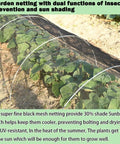 Extra Thick Garden Mesh Netting 6.6 X 33 Ft Mosquito And Bird Barrier For Veggies Fruits Flowers And Patios With Nano Composite Weave And 30 Percent Shade In Black over plants