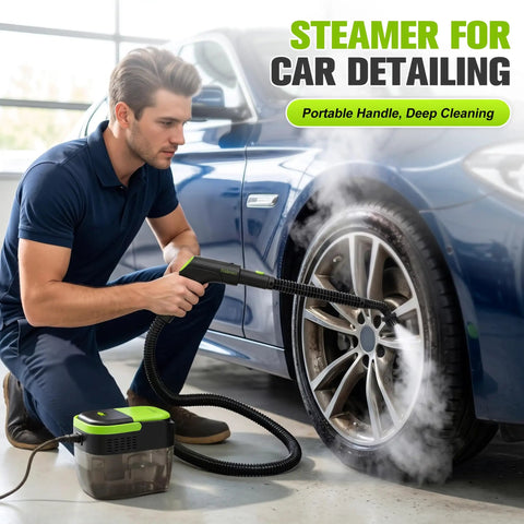 Hakosci 1500W Portable Handheld Steam Cleaner Heats In Just 10 Seconds For Quick Messes With Three Adjustable Steam Levels And Built-In Tank for car detailing.