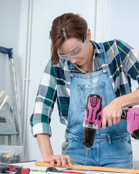 Pink 267 Piece Tool Kit Set With 21V Cordless Drill Driver For Women Includes Pink Storage Bag And Home DIY Essentials For House Projects Great For Beginners And Everyday Home Improvements