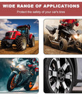 Premium Tire Valve Core Kit 10 Pack Replacement For Cars, Motorcycles, Bicycles And Trucks shown in various applications
