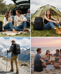 Leakproof Insulated Backpack Cooler For 33 Cans Soft Cooler Bag With Lightweight Comfort Perfect For Camping Beach Tailgate Lunch And Day Trips 23L Black in various outdoor settings showing versatility and durability.