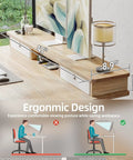 Electric Sit-Stand Standing Desk With Two Drawers, Adjustable Height From 28.3 To 47.2 Inches, 48 By 24 Maple Top, ergonomic design.