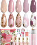Soft Pink Purple Nude Cat Eye Gel Nail Polish Set With Five Colors HEMA Free And TPO Free Soak Off UV LED Kit