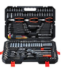 314 Piece Mechanic Tool Set Built Like A Tank With 1/4 3/8 And 1/2 Inch Drive Metric Sockets Ratcheting Wrenches Screwdriver Bits in storage case.