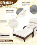 Waterproof Outdoor Chaise Lounge Cushion With Ties, 71 By 21 By 4 Inches, Cream Color Replacement Pad for Patio Furniture on chair