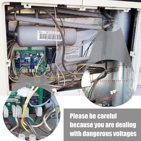 Inside view of a refrigerator showing the Heating Element 3850644422 325W 120V Replacement For Dometic Refrigerator installation.