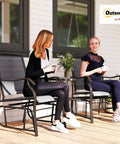 Two Seat Outdoor Glider Chairs With Coffee Table For Patio Backyard And Porch Breathable Sling Seats Gray, easy assembly