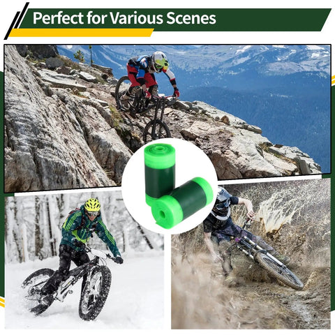 2 Rolls Fat Bike Tire Liners And Road Bike Liner For MTB Inner Tubes Puncture Proof TPU Tire Liner Guards in green used in rugged terrains