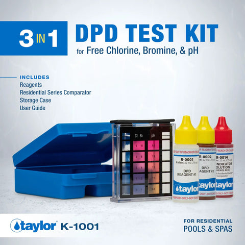 Zero Hassle Three In One Dpd Water Test Kit For Pools And Spas With Handheld Comparator For Quick Free Chlorine Ph And Bromine Checks Compact Case