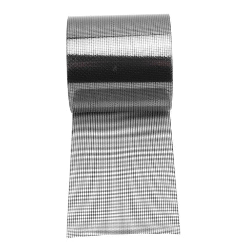 No Fuss Easy Quick Fix Self Adhesive Window Screen Repair Tape Patch For Mesh Doors Tents Pool Nets Cars Camping Tarps Yard Gates 80mm By 9.15m Black Fiberglass Mesh Repair Tape roll front view