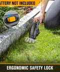 Person using cordless hedge trimmer compatible with Dewalt 20V Max battery tool only for grass trimming, no battery included