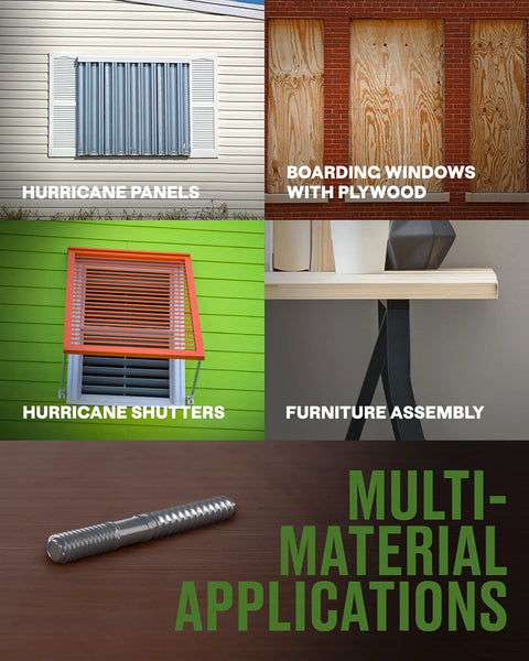 Stainless Steel Hanger Bolts 1/4 20 X 2 1/2 In Double Threaded Wood Metal Fasteners used in multi-material applications.