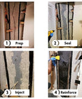 Four-step process using DIY Friendly Pro Grade Concrete Crack Injection Kit For Foundations Walls And Basements