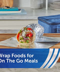 No Fuss Pre Cut Pop Up Aluminum Foil Sheets 14 By 10.25 Inches Each Pack Of 5 50 Sheets for easy sandwich wrapping on countertop