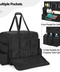 Camp Oven Carry Bag For Camp Chef Stove Combo And Hike Crew Outdoor Gas Camping Oven, black with multiple pockets and handles.