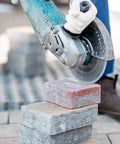 Worker using Three Pack 4.5 Inch Diamond Blade Set For Angle Grinder Turbo Continuous Rim For Cutting Stone Marble Granite Brick Concrete