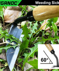 Wide Blade Garden Hoe With 9.6 Inch Wood Handle And 4.9 Inch Japanese High Carbon Steel Blade, Ultra Sharp Weeding Sickle in action