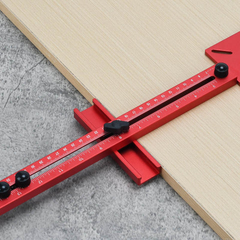 4 In 1 Router Milling Groove Bracket for Woodworking with Aluminum Alloy Circle Cutting Jig, close-up view on wood surface.