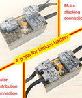 Power Functions 12 In 1 High Speed L Servo Motor Kit with 4 port lithium battery connection details for LEGO Technic