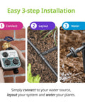 Installation steps for No Fuss Drip Watering System With Timer For Containers And Hanging Baskets, drip irrigation setup