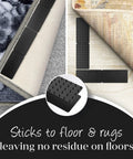 Non Slip Mat And Rug Grippers 4 Pack Black Stop Mats From Slipping Or Sliding With Double Grip Design used under carpet corners