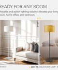 Scratch Resistant Matte Black Floor Lamp with Tulip Base and Striped Shade for Living Room Decor