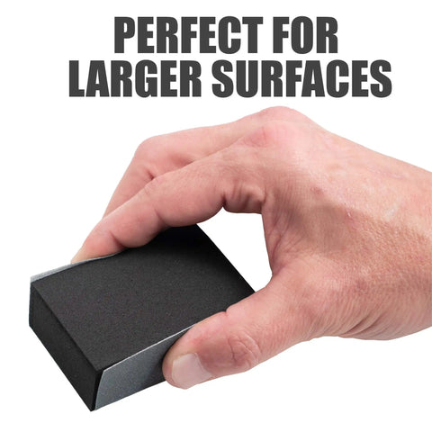 Nine Grade Pro Grade Sanding Sheet Kit With Cushioned Foam Block For Woodworking From 1500 To 12000 Grit held in hand