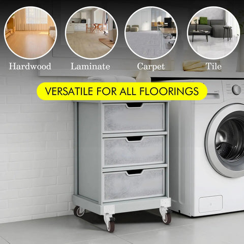 Storage cabinet on 2 Inch Side Mount Caster Set, 4 Pack With 2 Swivel And 2 Brakes, suitable for different floorings