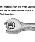 No Sweat 1/4-20 Nylon Insert Hex Lock Nuts 18-8 Stainless Steel Hardware Bulk Pack showing A2 stainless steel with wrench.