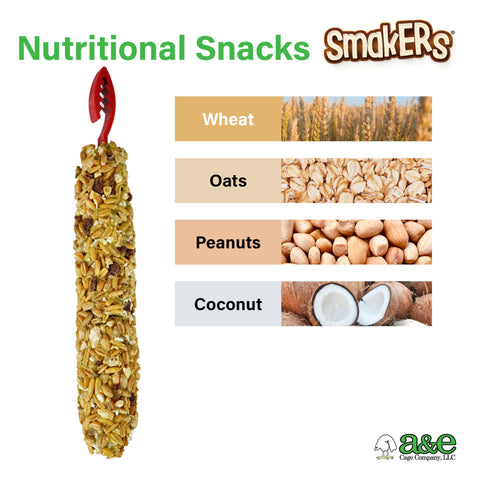 Real Deal Crunchy Nut Treat Sticks Twin Pack with wheat, oats, peanuts, and coconut for small pet snacks.