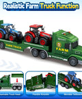 Farm Truck Toy Set For Toddlers And Kids Aged 3 To 7 Includes 27 Inch Semi Flatbed Truck And Two Tractors Friction Powered